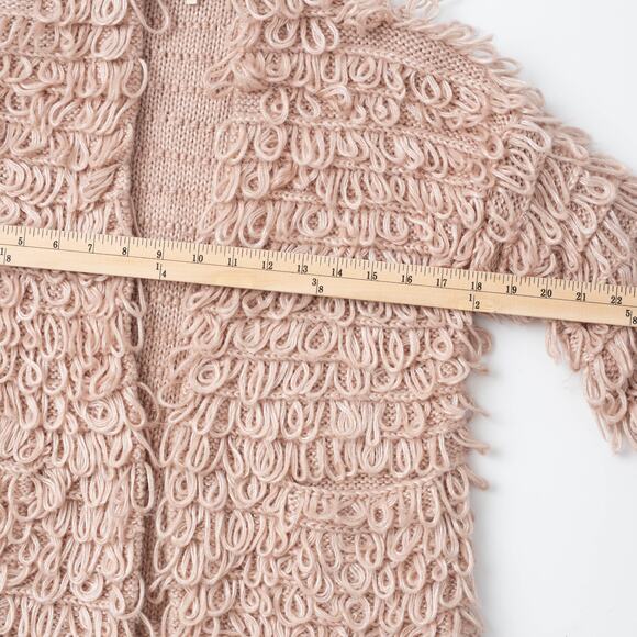 The Great. The Short Monster Loop Knit Cardigan Sweater Open Front TanAIAI - Picture 7 of 9